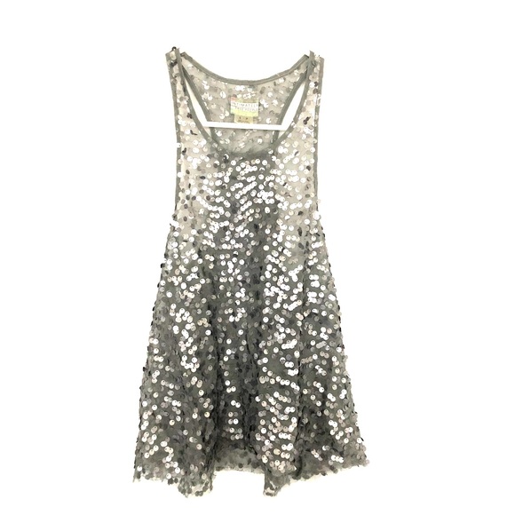 Free people silver sequin racer back - Picture 2 of 5